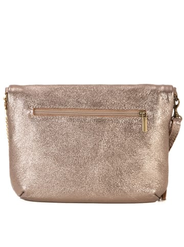 Anna Morellini Leder-Umhängetasche "Beverly" in Beige/ Gold - (B)22 x (H)18 x (T)2 cm