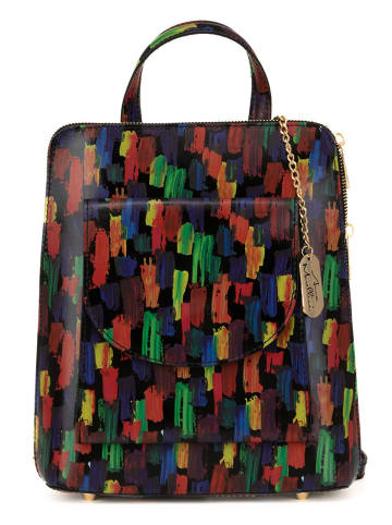 Anna Morellini Skórzany plecak w kolorze czarnym ze wzorem - 24 x 9 x 29 cm