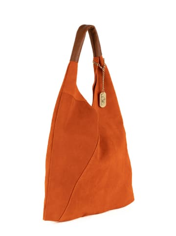 Anna Morellini Skórzany shopper bag "Eleonora" w kolorze pomarańczowym - 40 x 31 x 2 cm