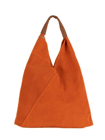 Anna Morellini Skórzany shopper bag "Eleonora" w kolorze pomarańczowym - 40 x 31 x 2 cm