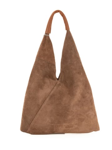 Anna Morellini Skórzany shopper bag "Eleonora" w kolorze jasnobrązowym - 40 x 31 x 2 cm