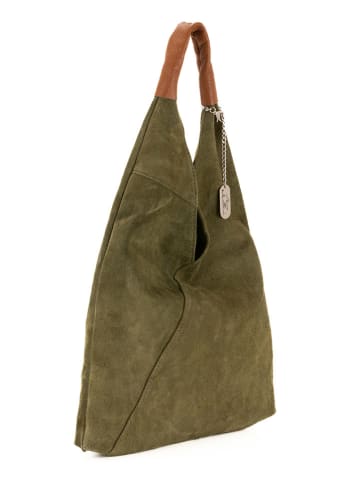 Anna Morellini Leder-Shopper "Eleonora" in Oliv - (B)40 x (H)31 x (T)2 cm