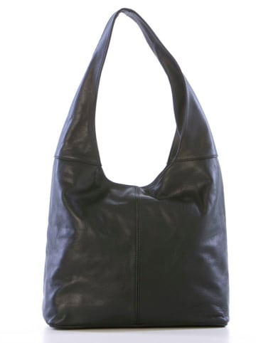 Anna Morellini Leder-Schultertasche "Barga" in Schwarz - (B)33 x (H)32 x (T)16 cm