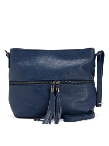 Anna Morellini Leren schoudertas "Montepulciano" donkerblauw - (B)36 x (H)10 x (D)23 cm