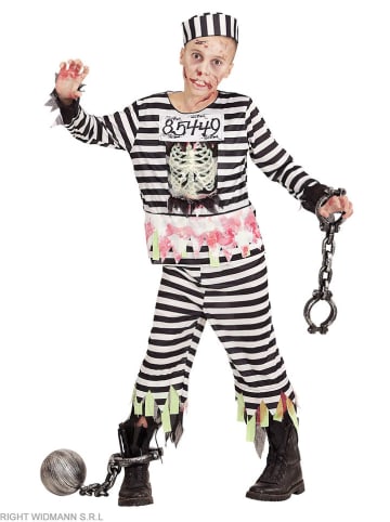 Widmann 3-delig kostuum "Zombie Convict" zwart/wit