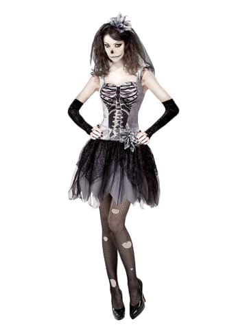 Carnival Party 3-delig kostuum "Skelebride" zwart/wit