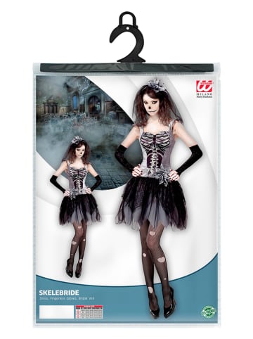 Carnival Party 3-delig kostuum "Skelebride" zwart/wit