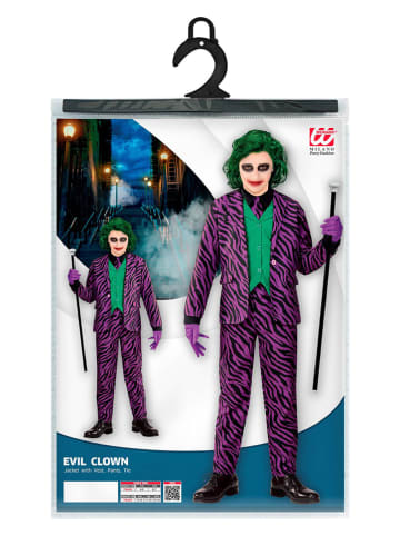 Carnival Party 3-delig kostuum "Evil clown" violet/groen