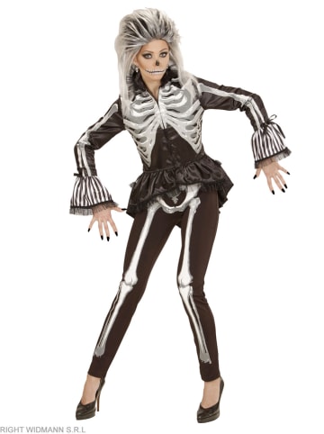 Carnival Party Kostuumjas "LADY SKELETON" zwart/wit
