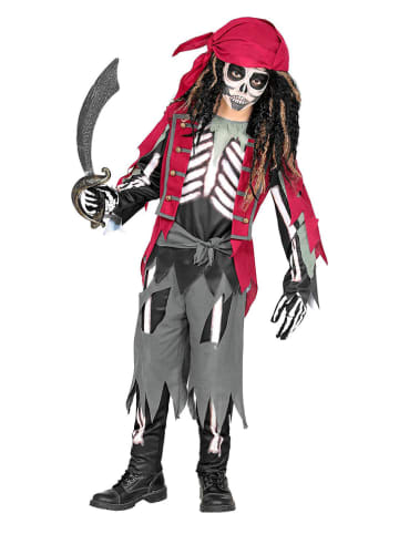 Carnival Party 5-częściowy kostium "Pirat" w kolorze szaro-czerwonym