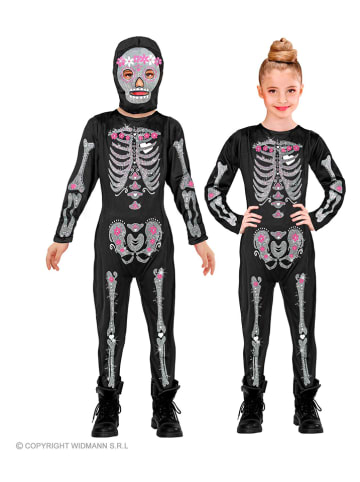 Carnival Party 2-delig kostuum "Glitter Skelet" zwart