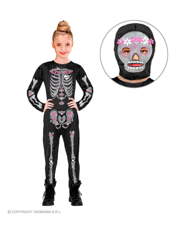 Carnival Party 2-delig kostuum "Glitter Skelet" zwart