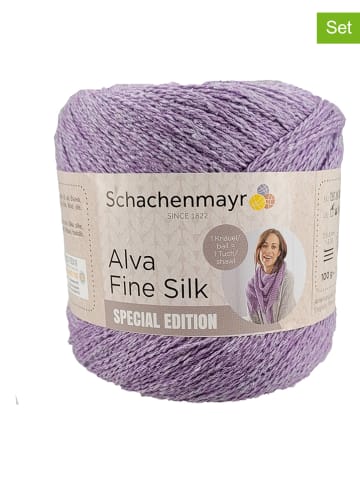 Schachenmayr since 1822 5er-Set: Woll-Seidengarne "Alva Fine Silk" in Lila - 5x 100 g