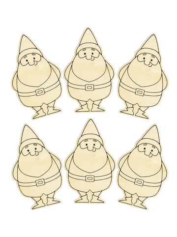 SUNNYSUE 6er-Set: Holzanhänger "Wichtelparade" in Natur