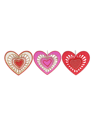 SUNNYSUE 12-delige set: houten borduurhangers "Hart" naturel