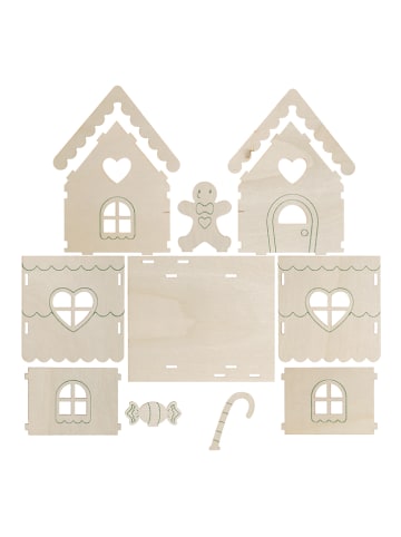 SUNNYSUE Drewniane domki piernikowe (3 szt.) do złożenia