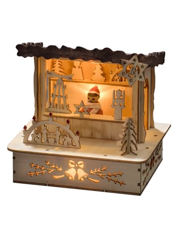 Konstsmide Houten ledsilhouet "Marktstal" naturel - (B)13 x (H)12,5 x (D)10,5 cm