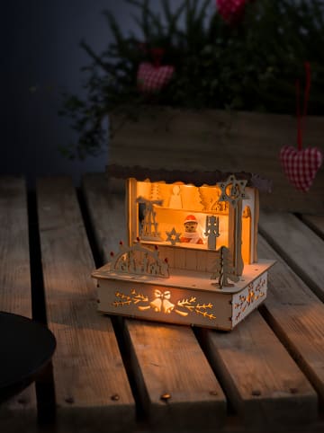 Konstsmide Houten ledsilhouet "Marktstal" naturel - (B)13 x (H)12,5 x (D)10,5 cm