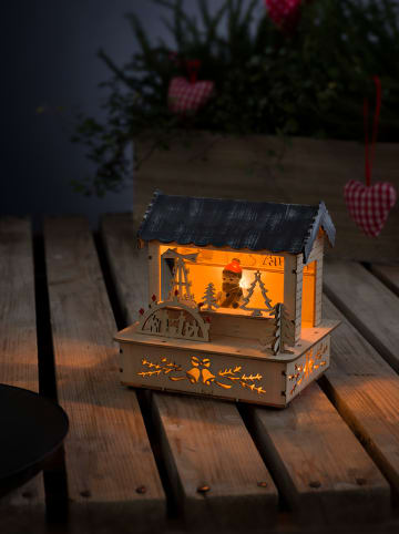 Konstsmide Houten ledsilhouet "Marktstal met grijs dak" naturel - (H)12,5 cm