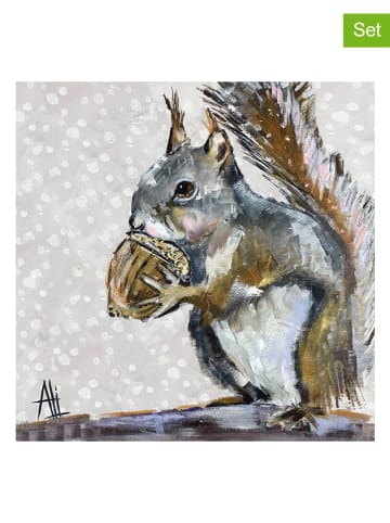 Ppd 2-delige set: servetten "Squirrel Portrait" bruin/grijs - 2x 20 stuks