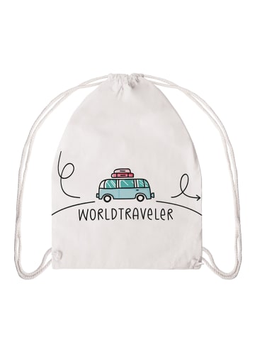 Design@Home Plecak "Worldtraveler" w kolorze białym - 32 x 40 cm