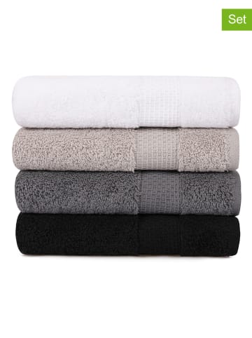 Colorful Cotton Ręczniki (4 szt.) w kolorze kremowo-szaro-czarnym do rąk