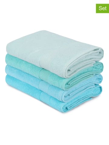 Colorful Cotton Ręczniki prysznicowe (4 szt.) w kolorze turkusowym i niebieskim