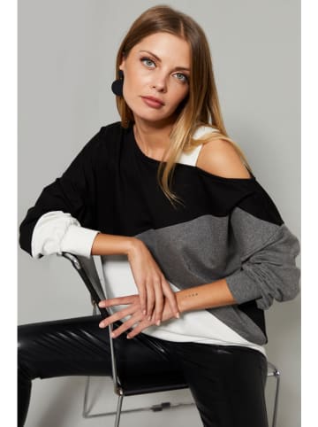 Milan Kiss Bluza w kolorze kremowo-szaro-czarnym