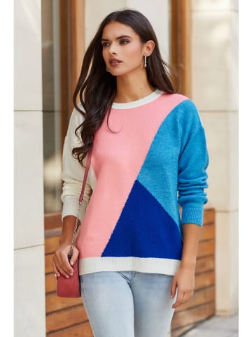 Milan Kiss Pullover in Weiß/ Rosa/ Blau