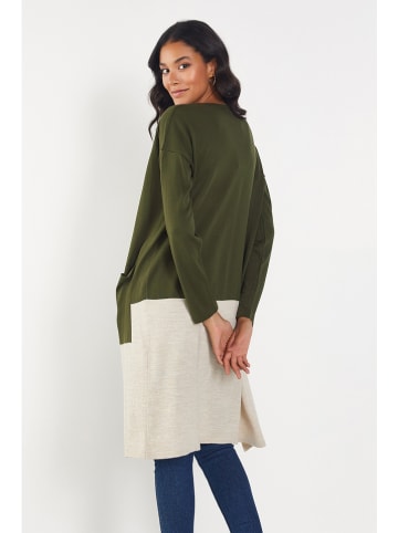 Milan Kiss Cardigan in Oliv/ Creme