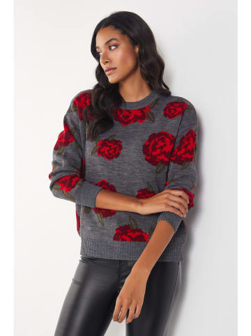 Milan Kiss Sweter w kolorze szaro-czerwonym