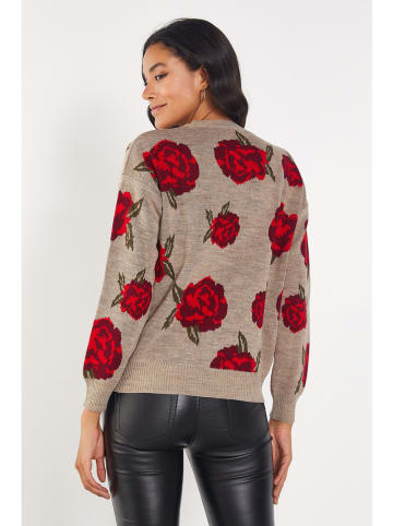 Milan Kiss Trui taupe/rood