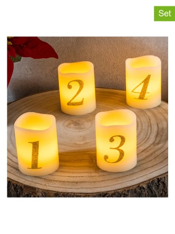 Hollybell 4er-Set: LED-Kerzen in Creme - (H)6,5 x Ø 5 cm