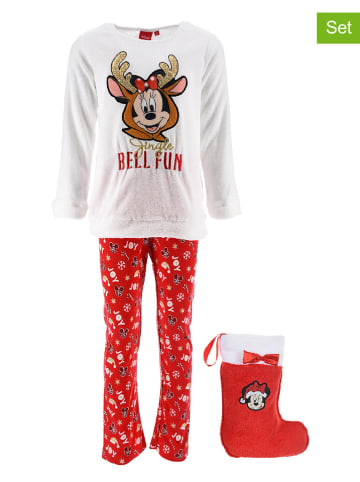 Disney Minnie Mouse 2tlg. Set: Pyjama und Weihnachtsstrumpf "Minnie" in Weiß/ Rot
