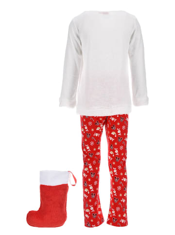 Disney Minnie Mouse 2-delige set: pyjama en kerstsok "Minnie" wit/rood
