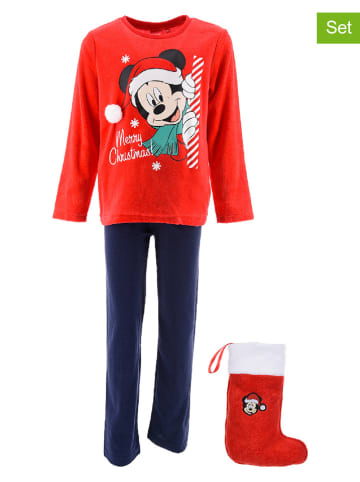 Disney Mickey Mouse 2tlg. Set: Pyjama und Weihnachtsstrumpf "Mickey" in Rot/ Dunkelblau