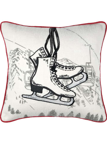 STOF France Kissen "Albertville" in Grau/ Creme - (L)40 x (B)40 cm