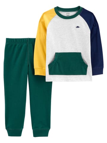 Carter's 2-delige outfit groen/grijs/geel
