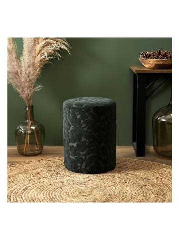 Ethnical Life Poef "Leaf" donkergroen - (H)36 x Ø 28 cm