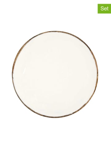 Ethnical Life Talerze (4 szt.) "Manguier" w kolorze biało-jasnobrązowym - Ø 35 cm
