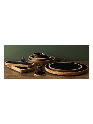 Ethnical Life Serveerdienblad "Manguier" zwart/naturel - (L)31 x (B)10 cm