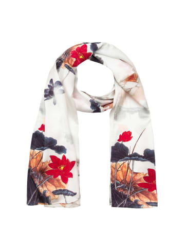 Made in Silk Zijden sjaal wit/donkerblauw - (L)190 x (B)110 cm