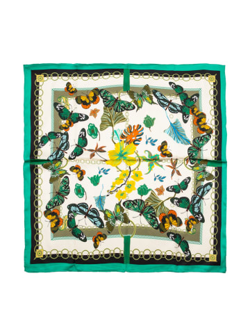 Made in Silk Zijden sjaal crème/groen - (L)90 x (B)90 cm