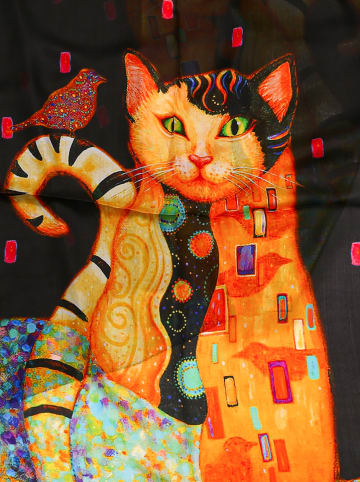 Made in Silk Jedwabny szal w kolorze pomarańczowo-czarnym - 190 x 110 cm