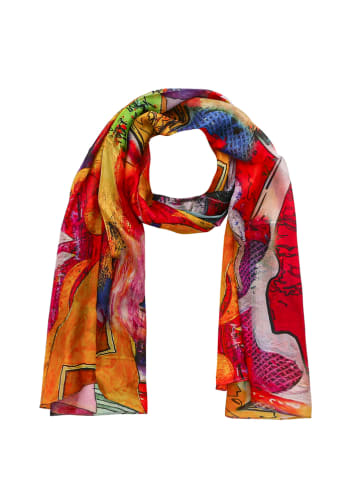 Made in Silk Zijden sjaal rood/meerkleurig - (L)190 x (B)110 cm