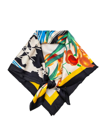 Made in Silk Zijden sjaal zwart/meerkleurig - (L)90 x (B)90 cm