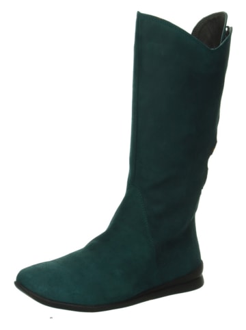 Think! Skórzane kozaki "Spaut" w kolorze ciemnozielonym