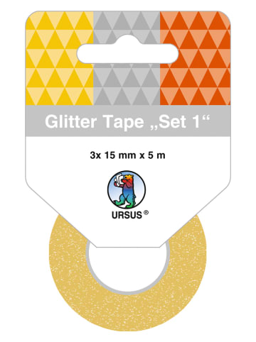 URSUS 3er-Set: Glitzer-Tape in Gold/ Silber/ Kupfer - 3x 5m