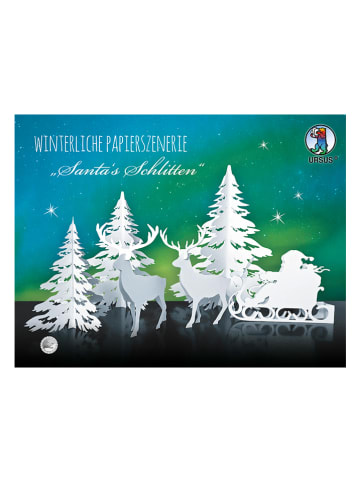 URSUS Papierszenerie-Bastelset "Santas Schlitten" in Weiß