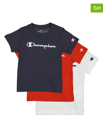 Champion 3-delige set: shirts donkerblauw/rood/wit